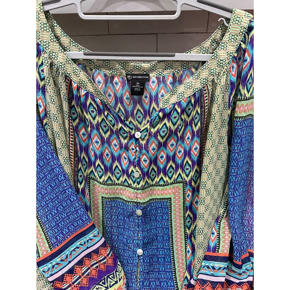 new‎ directions colorful print blouse 3xl